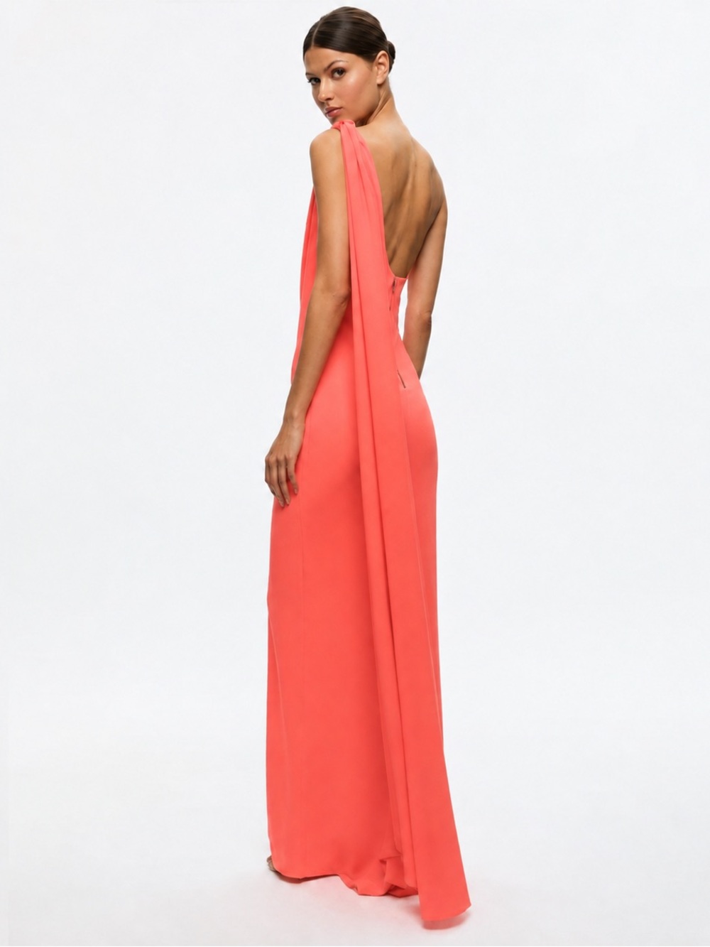 Alice + Olivia Anja Coral One-Shoulder Maxi Dress $475